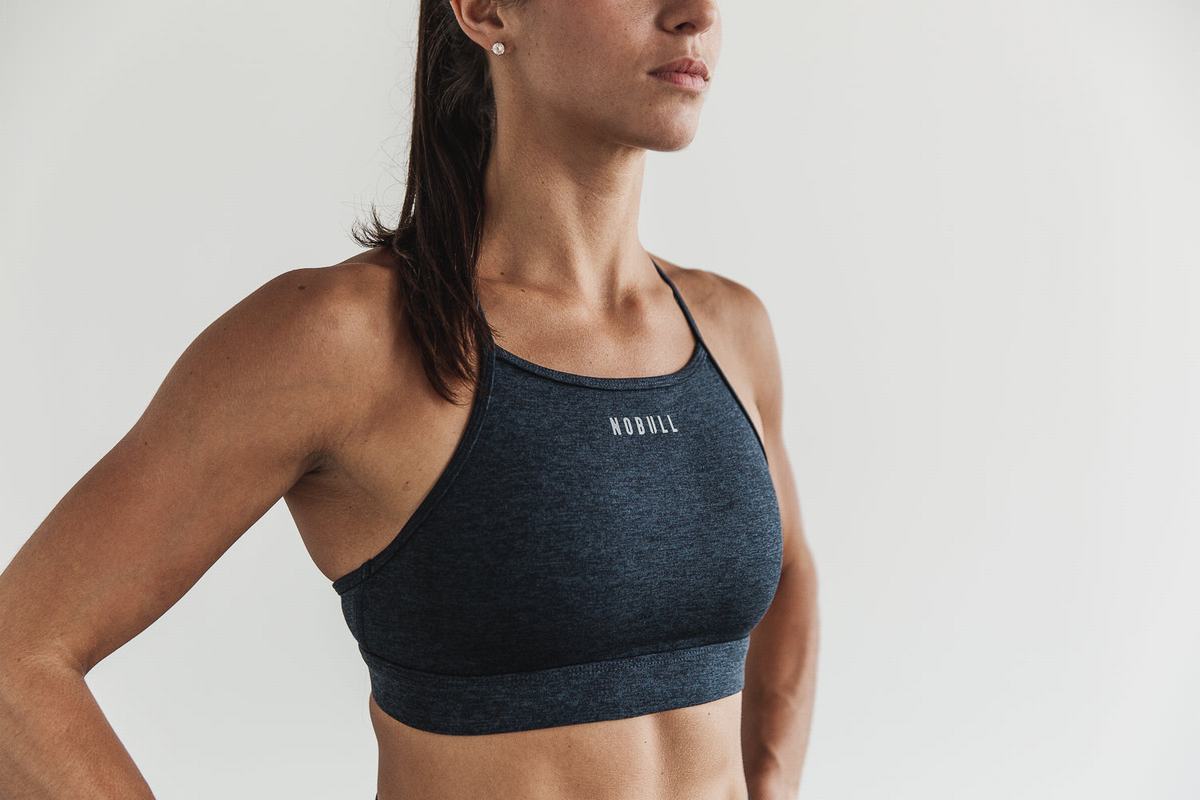 Nobull High-Neck Matte Women's Sports Bras Dark Blue | Australia (IM9752)